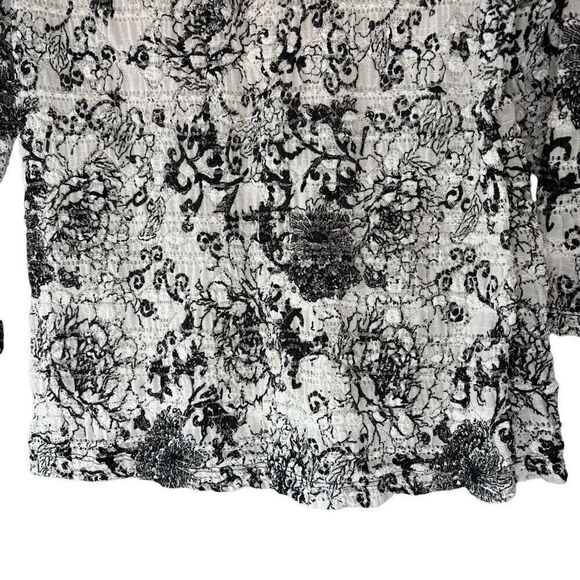 Vintage Style east 5th Lace White Black Floral Paisley Blouse Top V Neck Size MP - Picture 5 of 7
